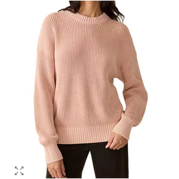 Faherty Sweaters - Faherty Womens Sz M Sunwashed Cotton Fisherman Chunk Knit Sweater Mahogany Rose